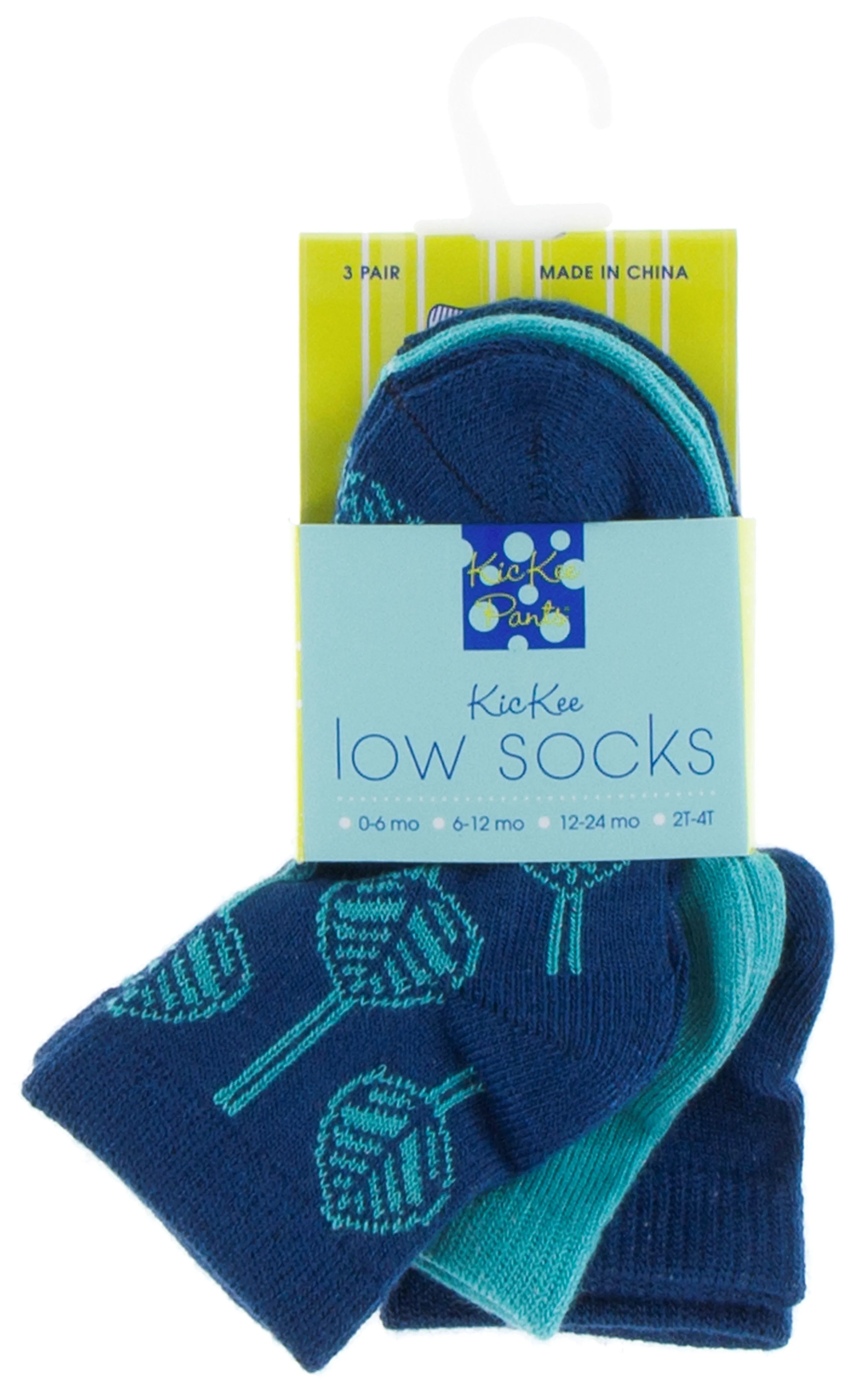 KicKee Pants Low Sock Set - Navy/Neptune/Navy Leaf Lattice