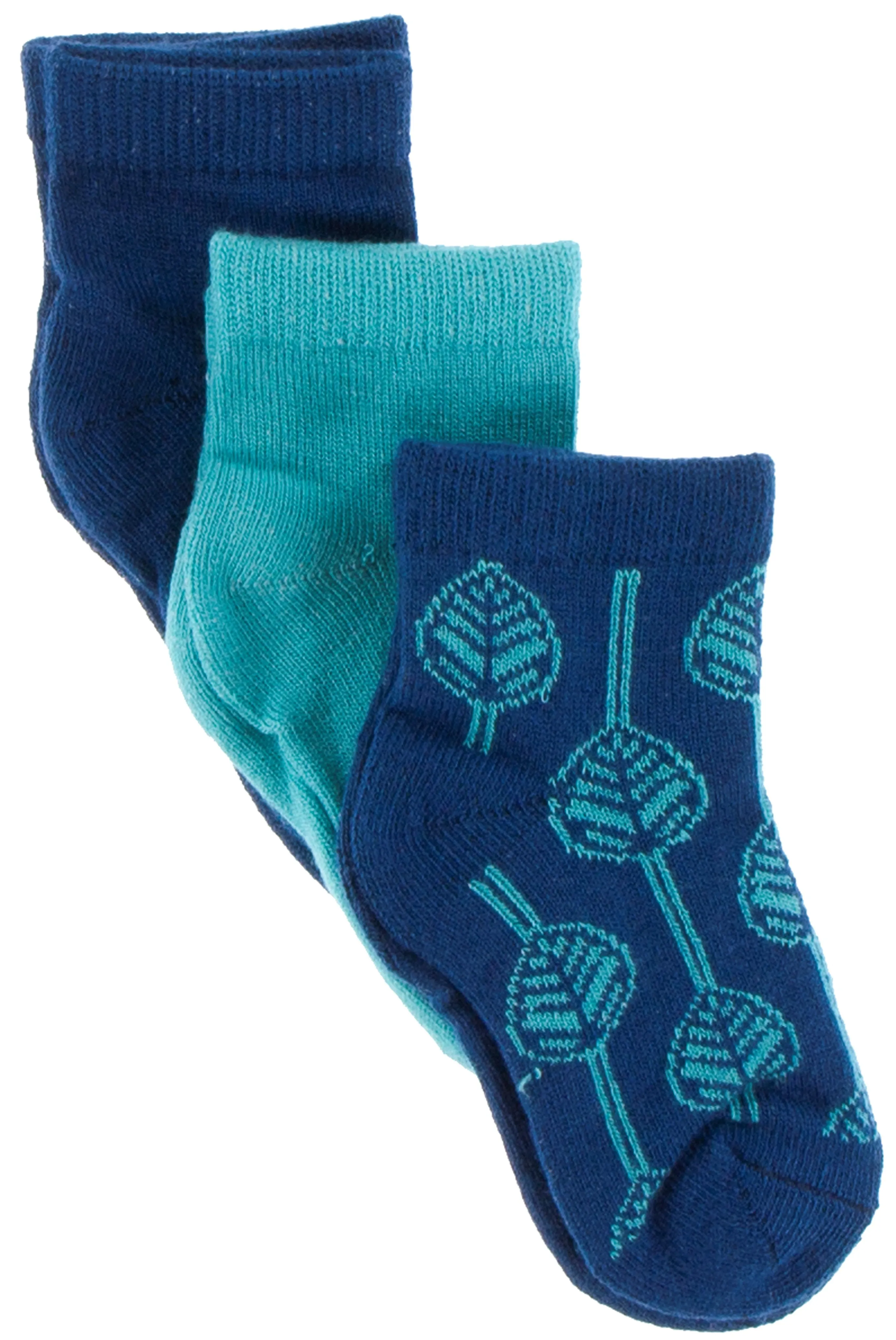 KicKee Pants Low Sock Set - Navy/Neptune/Navy Leaf Lattice
