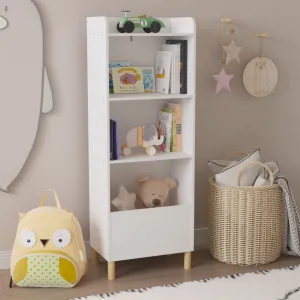 Kids 4-Tier Bookcase Toy Storage Cabinet Organizer White Modern