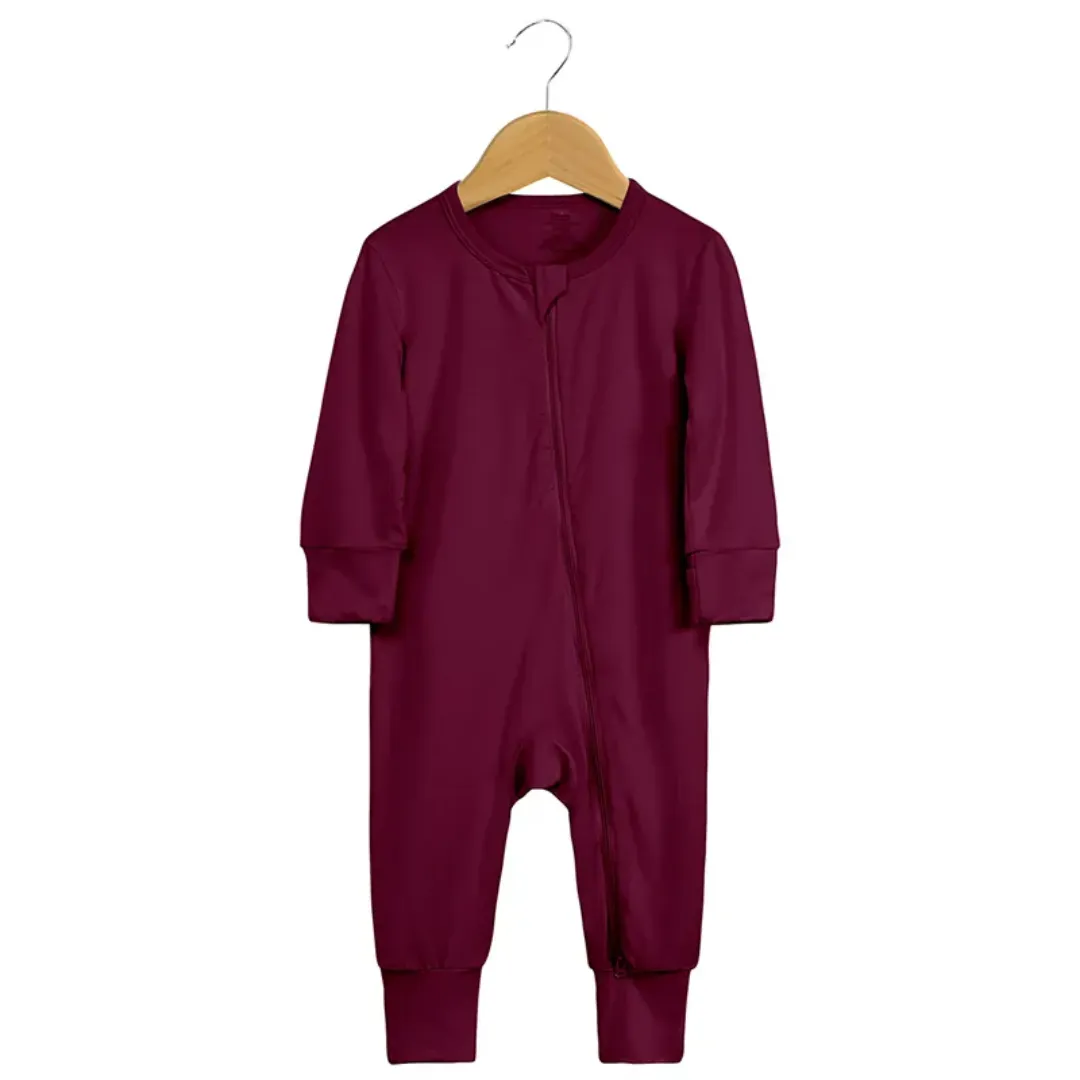 Kids Tales Baby Zipped Romper Sleepsuit - Maroon