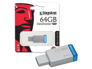 Kingston Dt50/64 Gb Memoria Usb 3.0 Metal/Azul