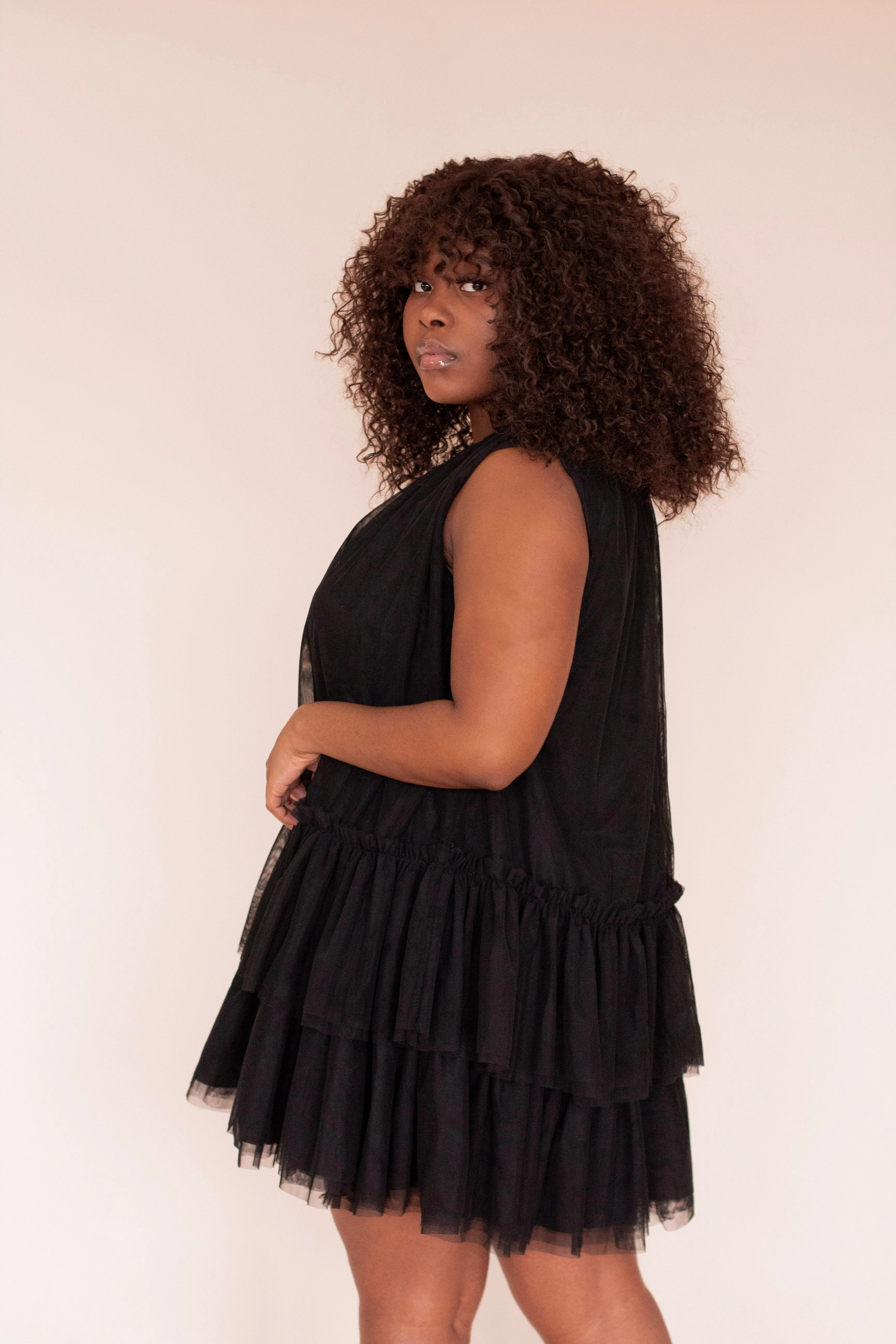Kinsley Tule Mini Dress (Black)
