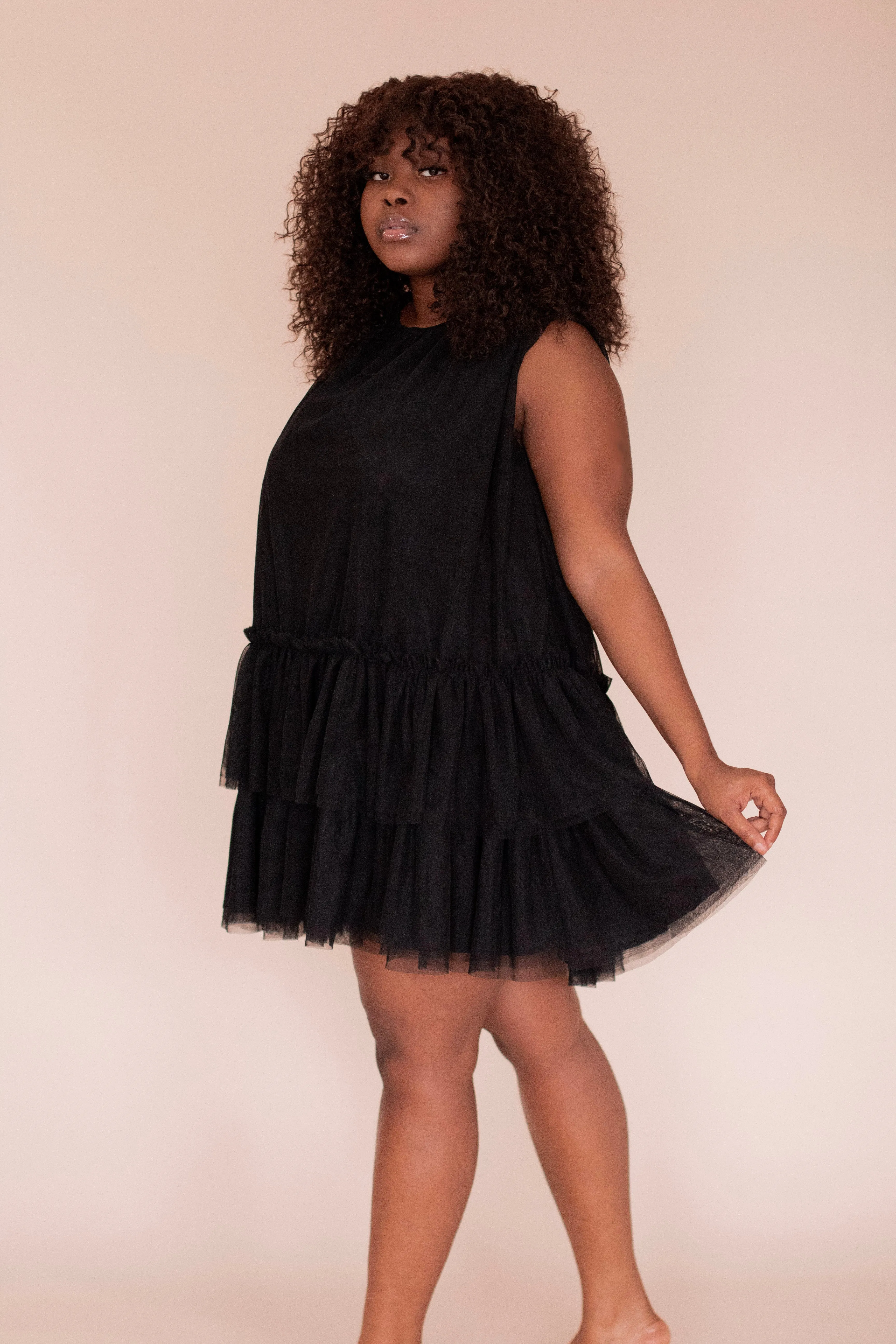 Kinsley Tule Mini Dress (Black)