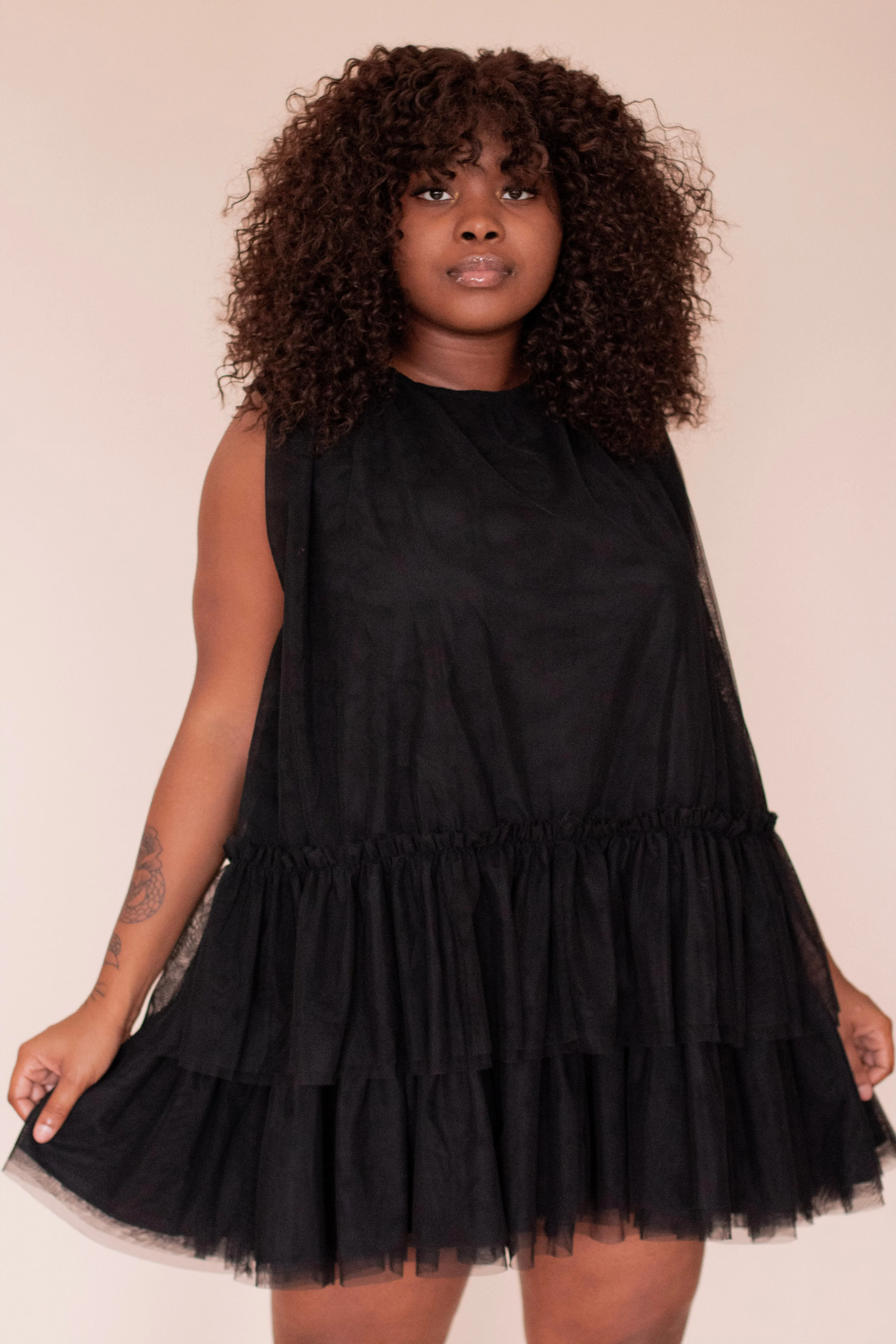 Kinsley Tule Mini Dress (Black)