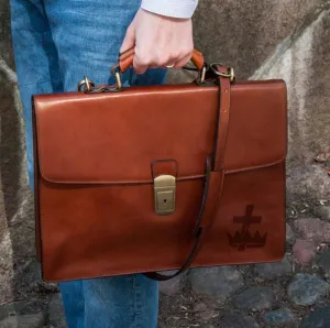 Knights Templar Briefcase - Brown Leather