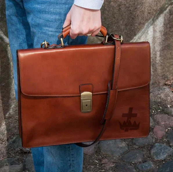 Knights Templar Briefcase - Brown Leather