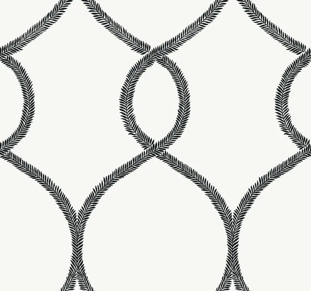 KT2235 Laurel Leaf Ogee Wallpaper-Black