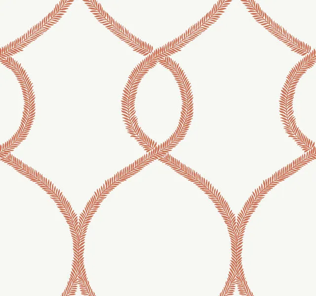 KT2236 Laurel Leaf Ogee Wallpaper-Orange