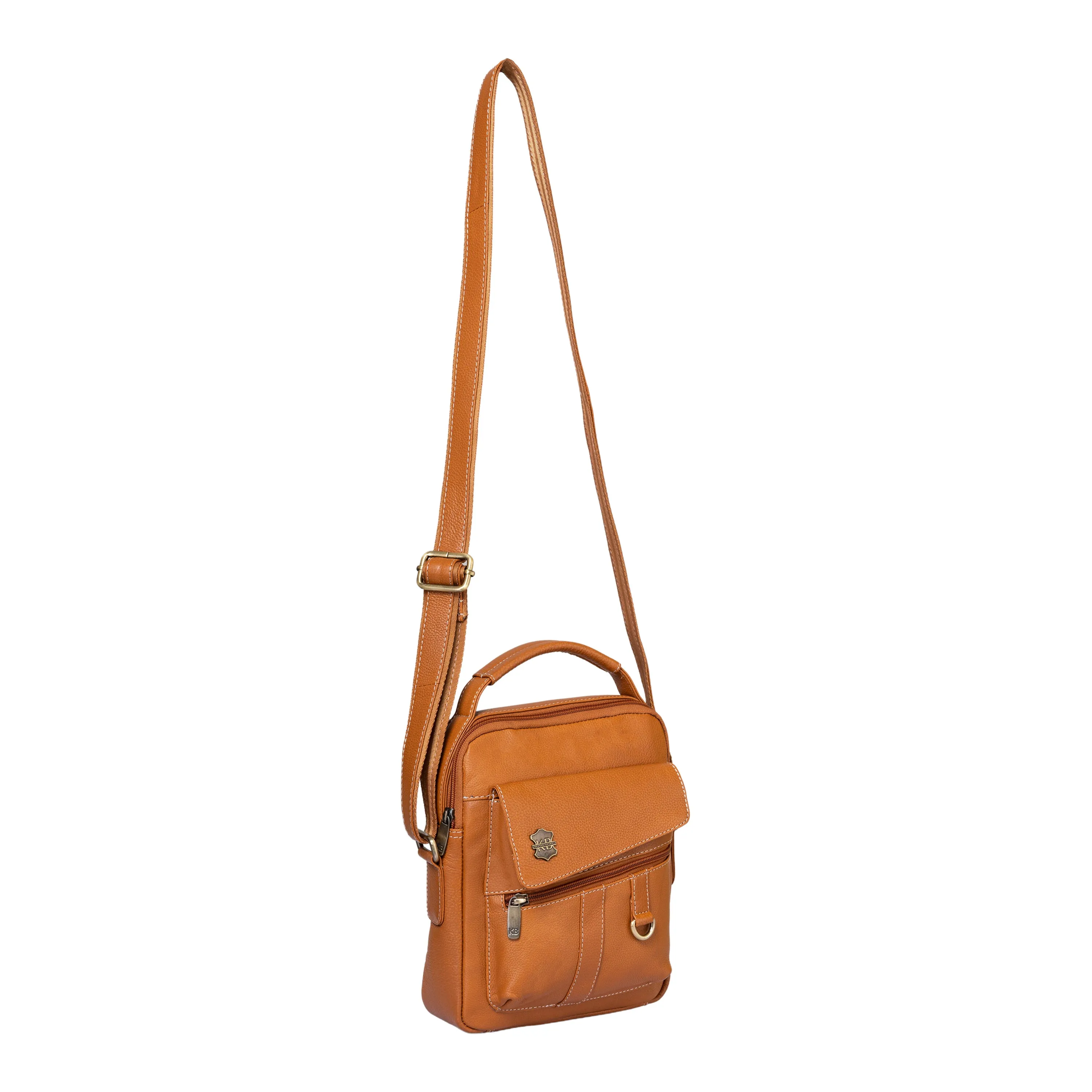 Kuger-Brent Levy Cognac Genuine Leather Unisex Sling Bag