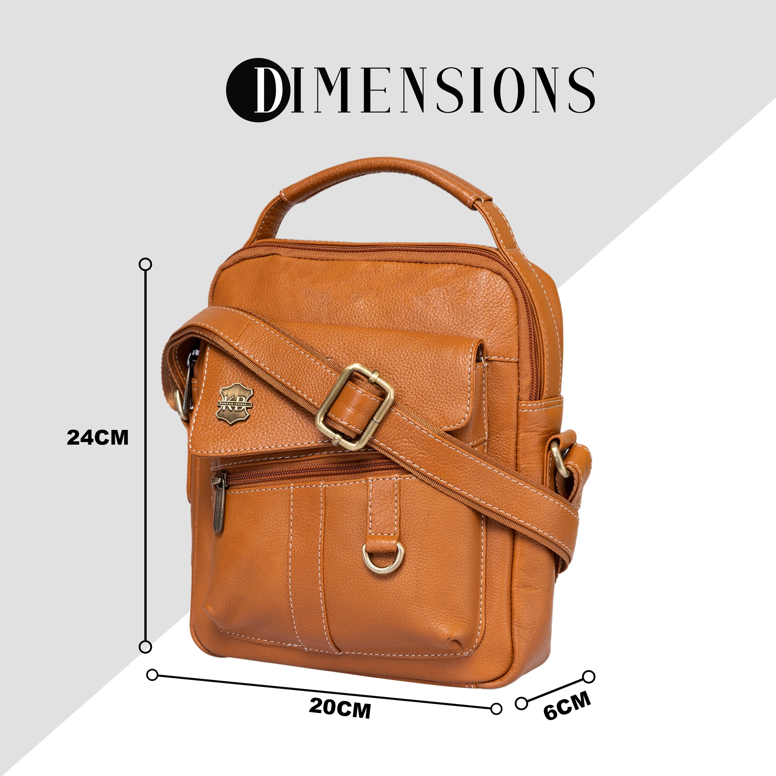 Kuger-Brent Levy Cognac Genuine Leather Unisex Sling Bag