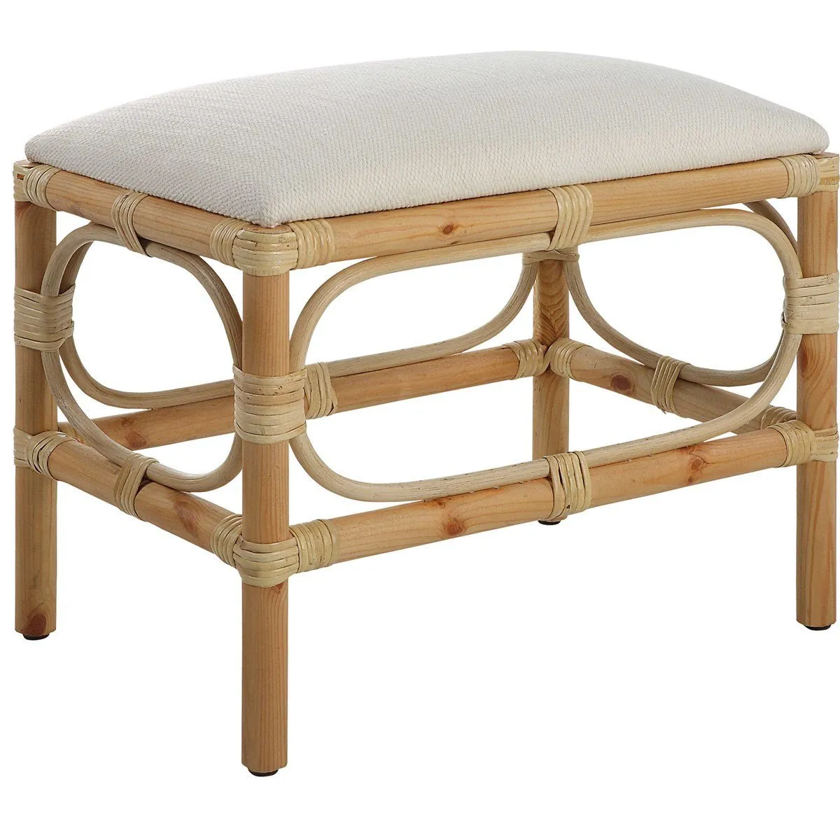 Laguna Bay Upholstered Small Bench/Ottoman - White