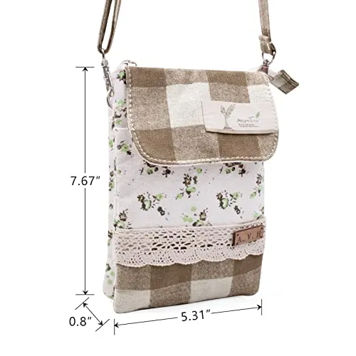 LassZone 5 Pockets Canvas Crossbody Bag Purse for Women Summer Beach Bag Shoulder Bags Phone Bag Travel Bag Pouch Bags