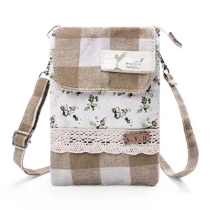 LassZone 5 Pockets Canvas Crossbody Bag Purse for Women Summer Beach Bag Shoulder Bags Phone Bag Travel Bag Pouch Bags