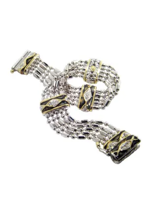 Lattice Collection - Black Abalone Edition - Pavé 5 Strand Bracelet
