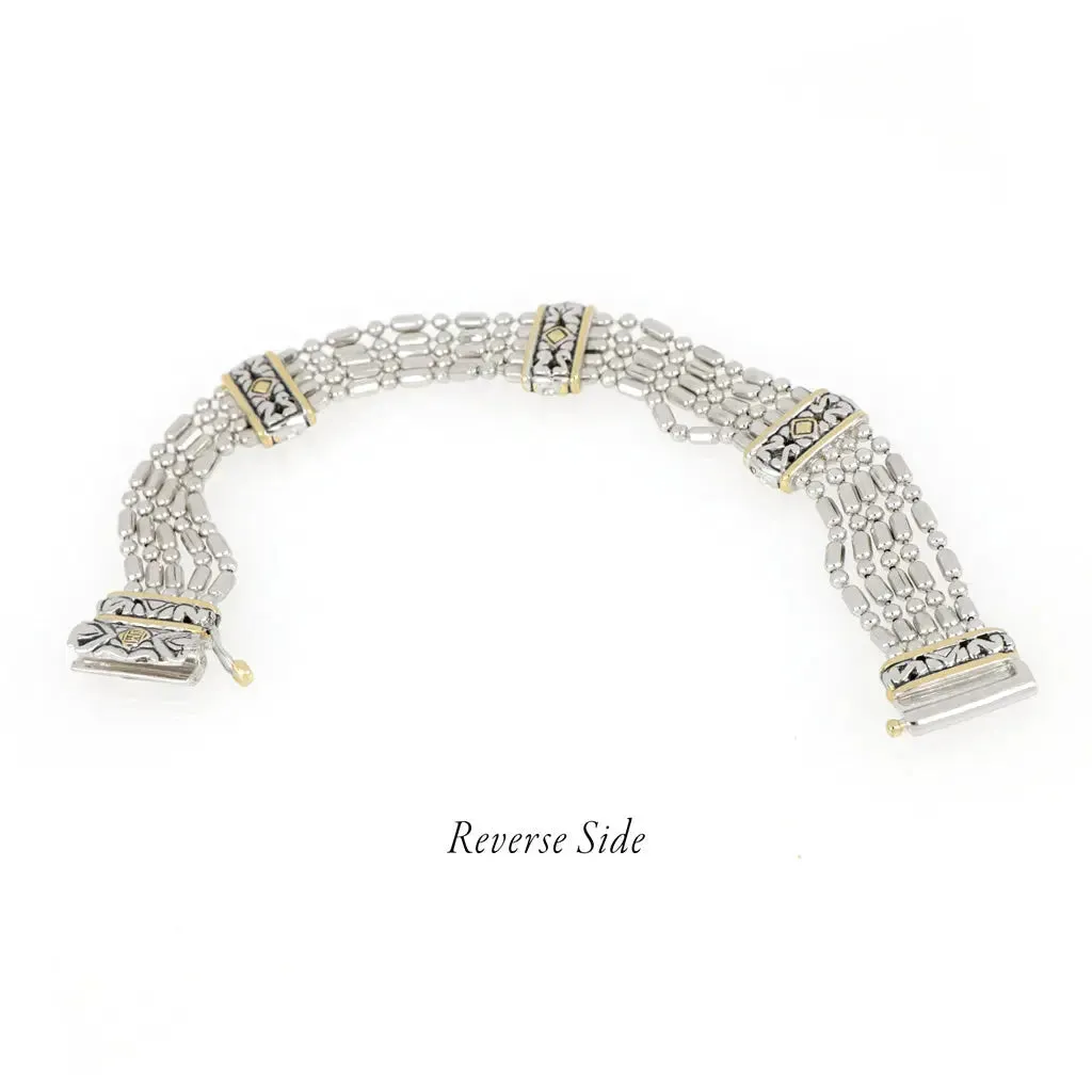 Lattice Collection - Black Abalone Edition - Pavé 5 Strand Bracelet
