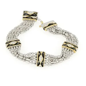 Lattice Collection - Black Abalone Edition - Pavé 5 Strand Bracelet