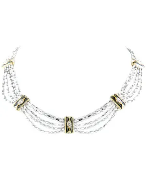 Lattice Collection - Black Abalone Edition - Pavé 5 Strand Necklace