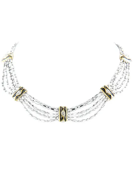 Lattice Collection - Black Abalone Edition - Pavé 5 Strand Necklace