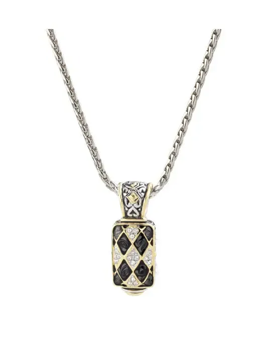 Lattice Collection - Black Abalone Edition - Pavé Enhancer with Chain