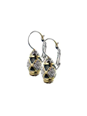 Lattice Collection - Black Abalone Edition - Pavé French Wire Earrings
