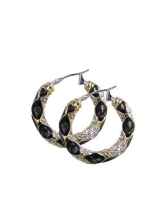 Lattice Collection - Black Abalone Edition - Pavé Small Hoop Earrings