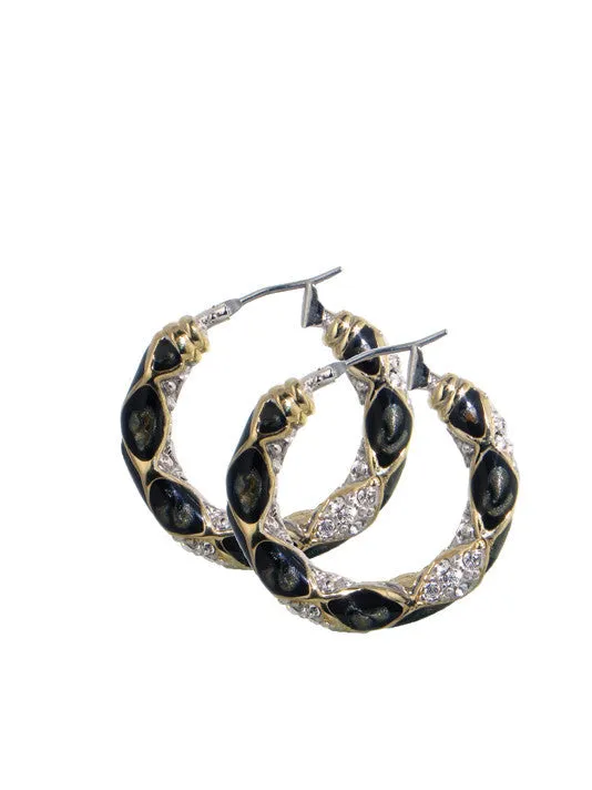 Lattice Collection - Black Abalone Edition - Pavé Small Hoop Earrings