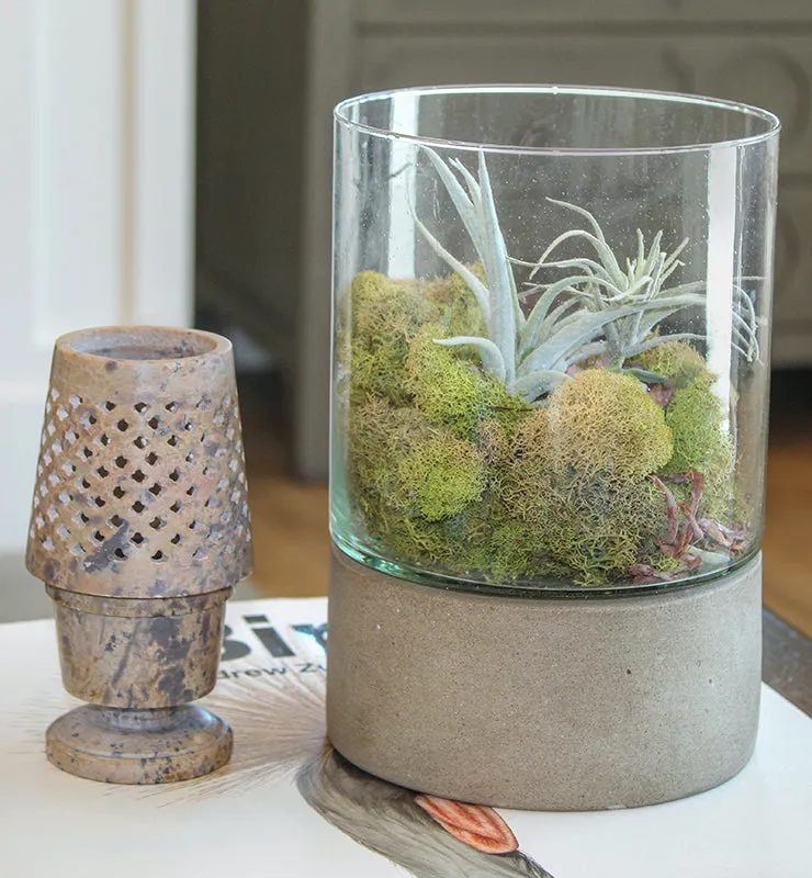 Lattice design Soapstone candle holder