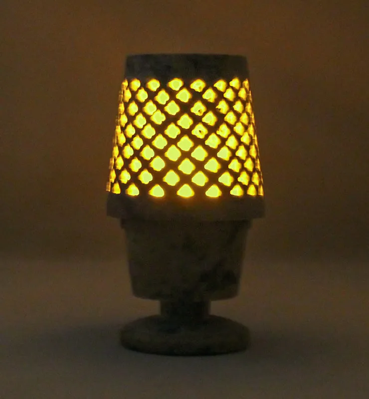 Lattice design Soapstone candle holder