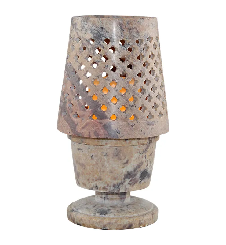 Lattice design Soapstone candle holder