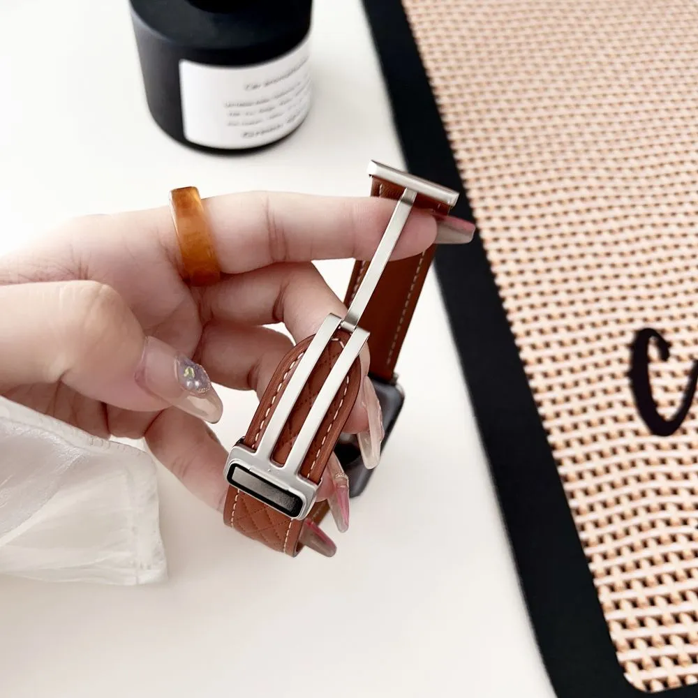 Lattice Diamond Pattern Leather Band For Apple Watch