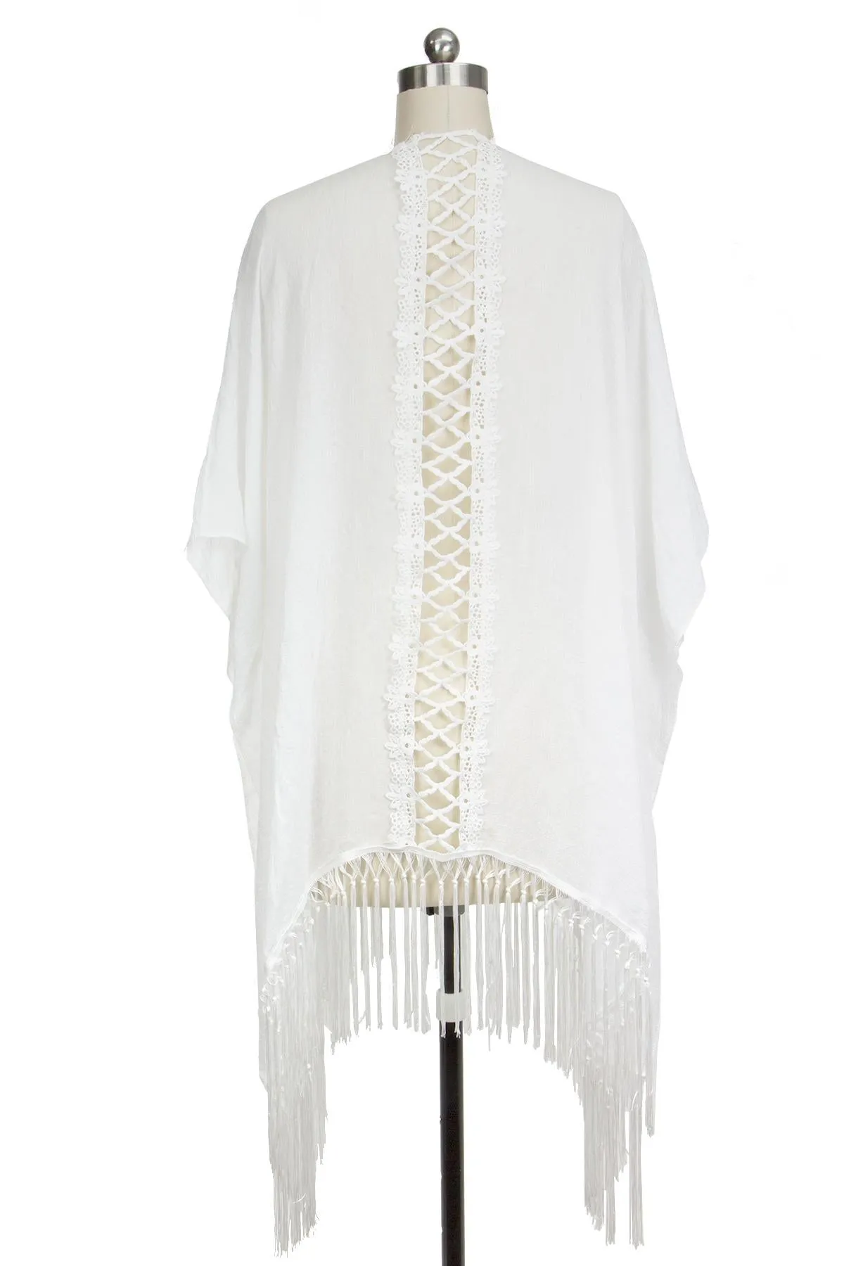 Lattice Kimono with Fringe