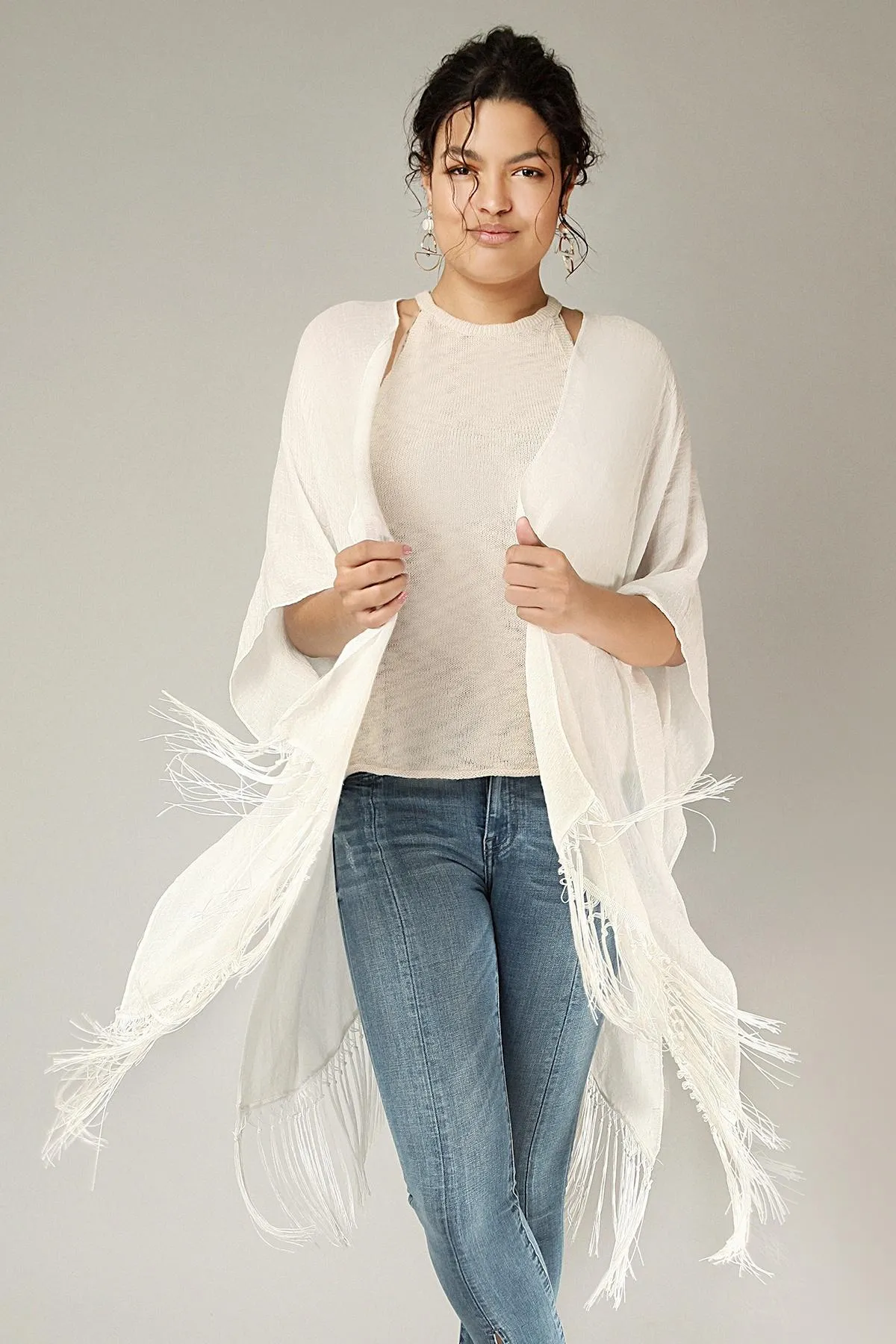 Lattice Kimono with Fringe
