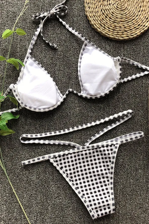 Lattice Pattern Print Bikini