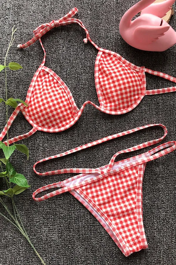 Lattice Pattern Print Bikini