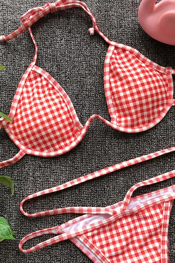 Lattice Pattern Print Bikini