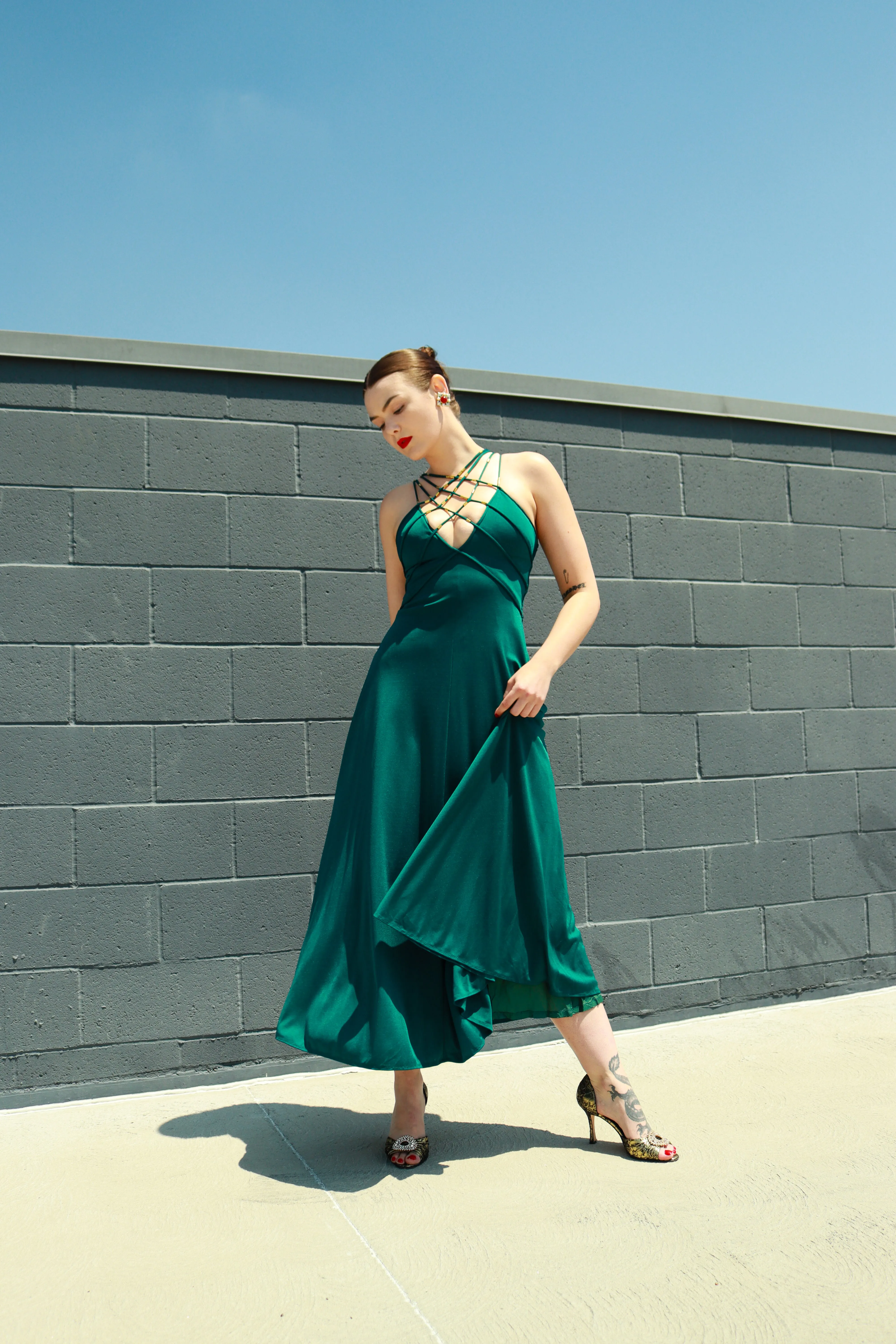 Lattice Strap Gown