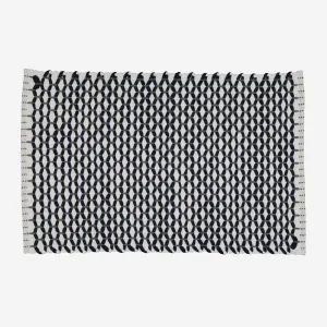 Lattice Weave Bathmat - White & Navy