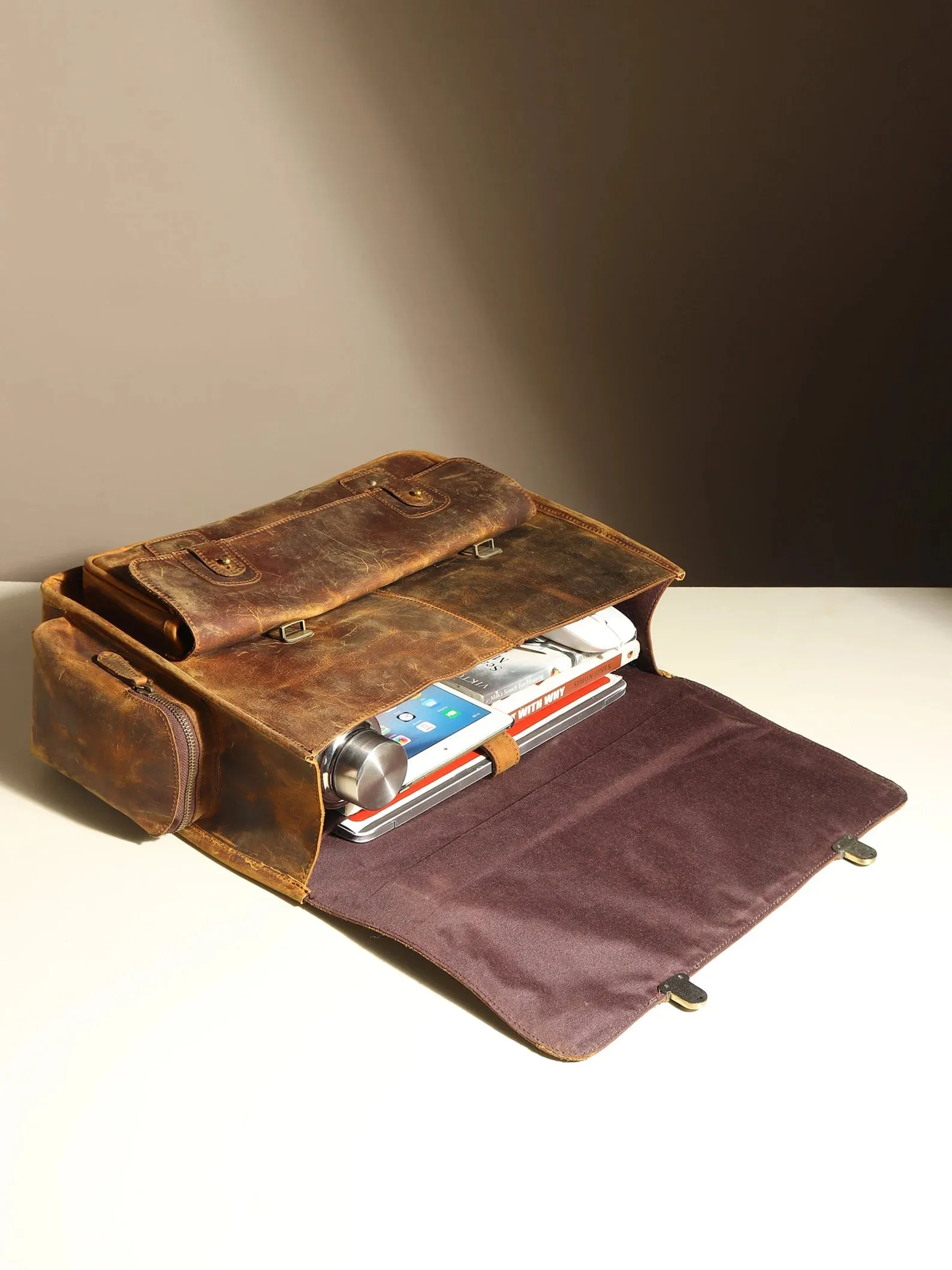 leather laptop bag | leather messenger bag