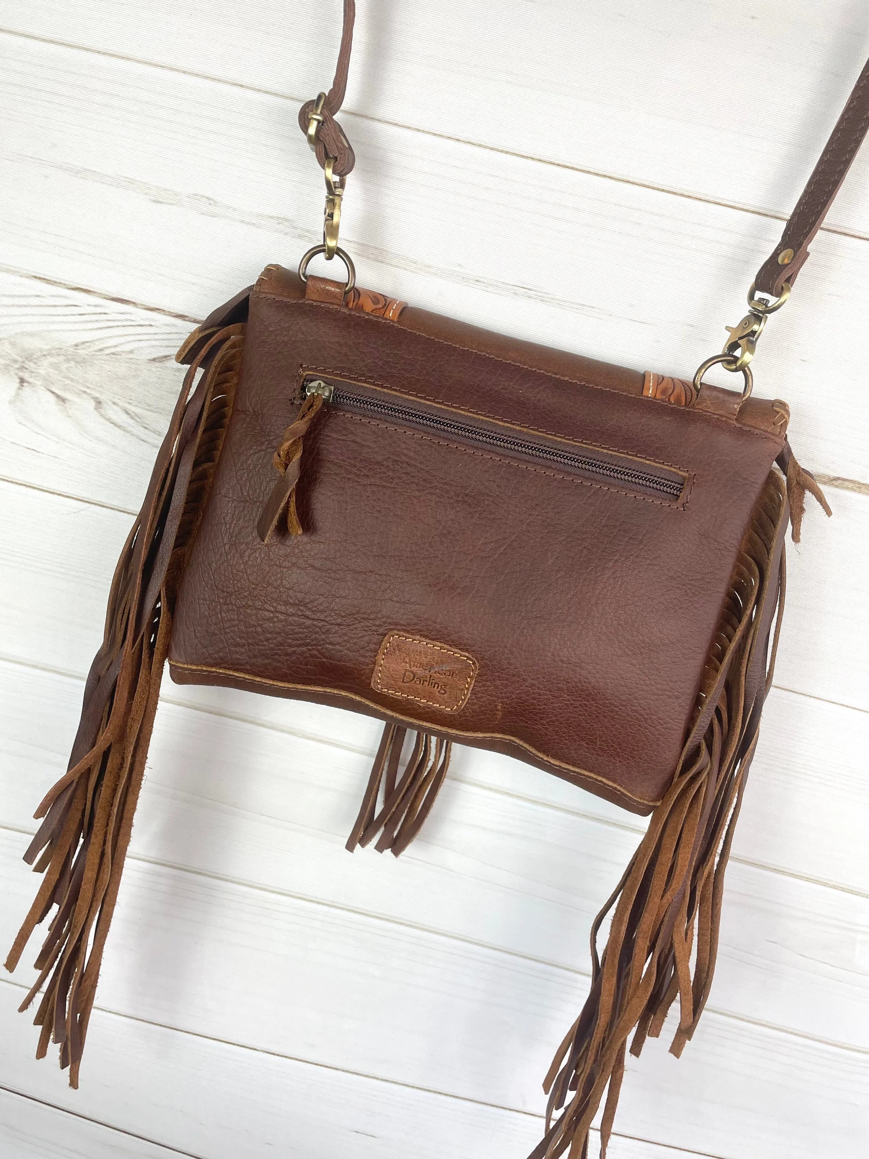 Leather Tooled & Cutout Firebird Crossbody Purse