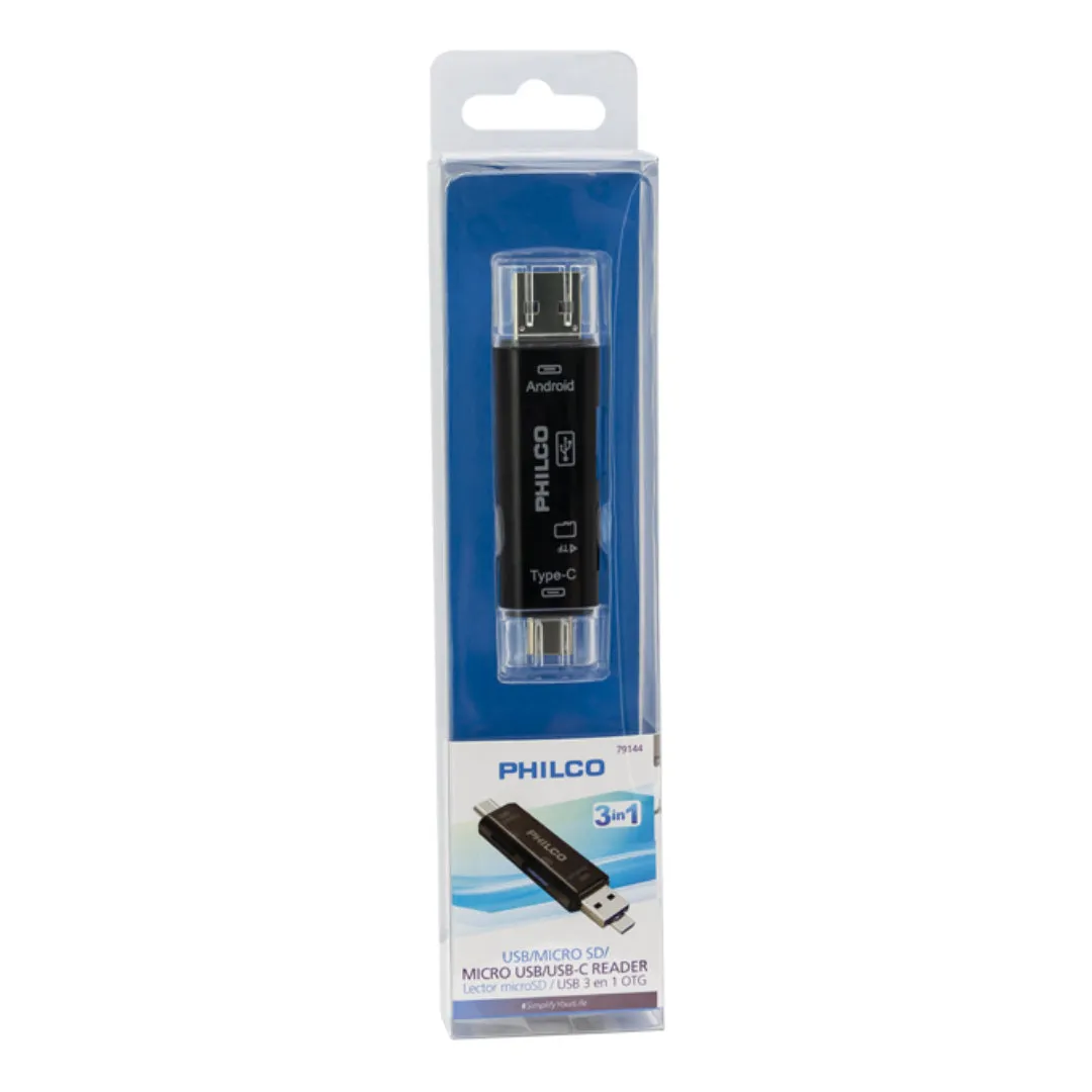 Lector Micro SD / USB 3 EN 1 OTG PHILCO
