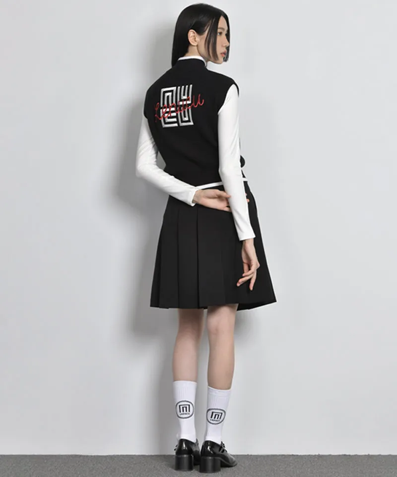 LENUCU Knitwear Zip-up Vest - Black
