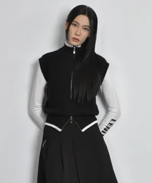 LENUCU Knitwear Zip-up Vest - Black
