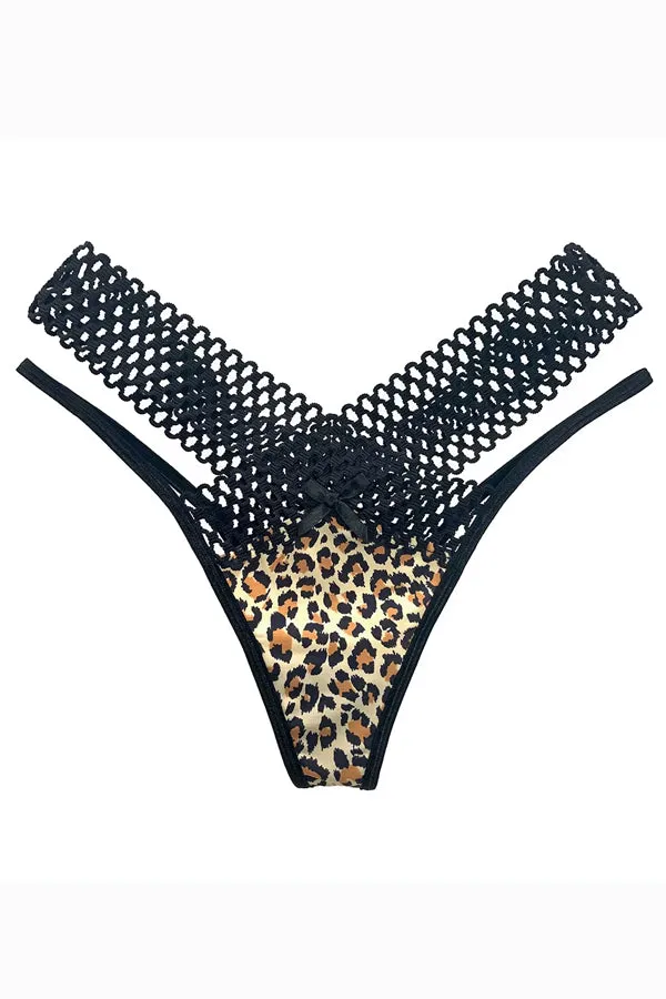 Leopard Lattice Stretch Micro Bikini Panty
