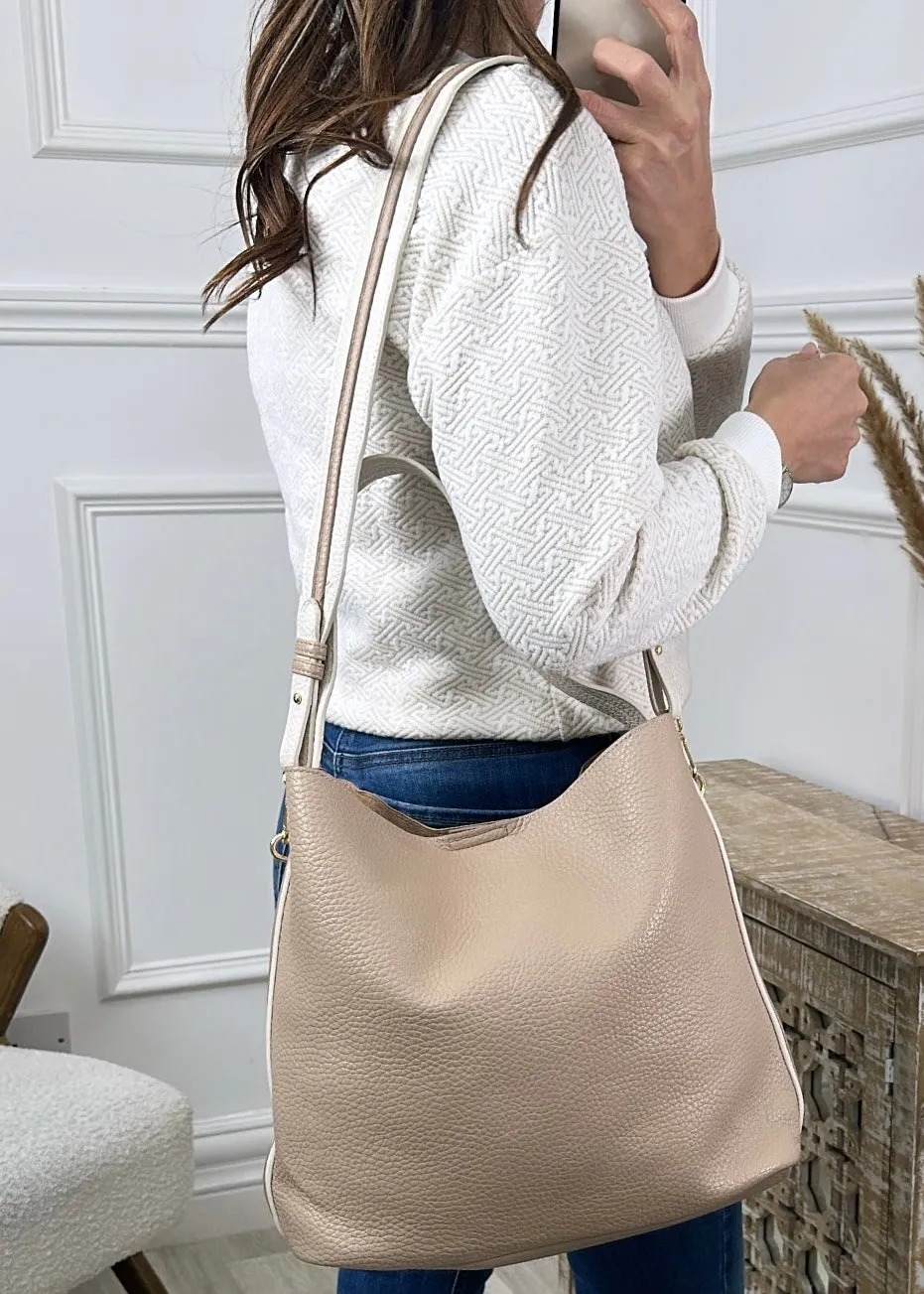 Lindsay Apricot Grained Tote Bag