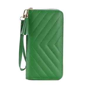 Lingerie Long Ladies Wallet Large Capacity Clutch Cell Phone Bag(Green)