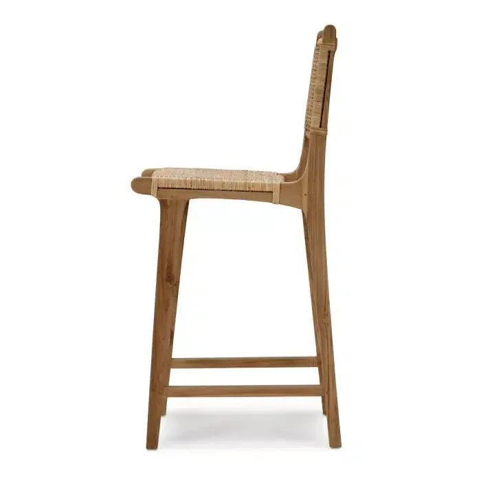 Logan Barstool w/ Rattan in Teak Natural Finish w/ Rattan Natural Seat & Back