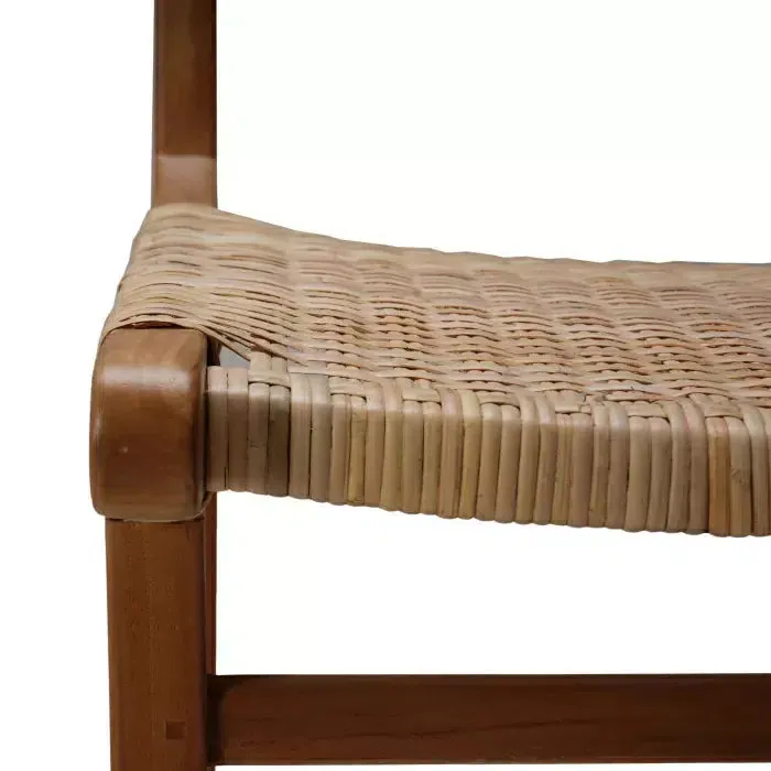 Logan Counter Stool w/ Rattan in Teak Natural Finish w/ Rattan Natural Seat & Back