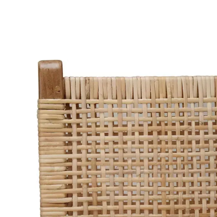 Logan Counter Stool w/ Rattan in Teak Natural Finish w/ Rattan Natural Seat & Back