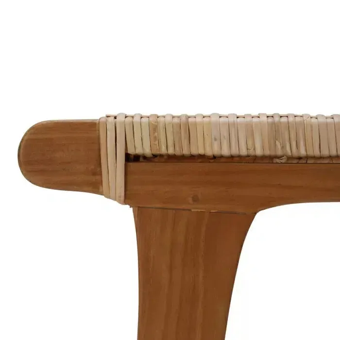 Logan Counter Stool w/ Rattan in Teak Natural Finish w/ Rattan Natural Seat & Back