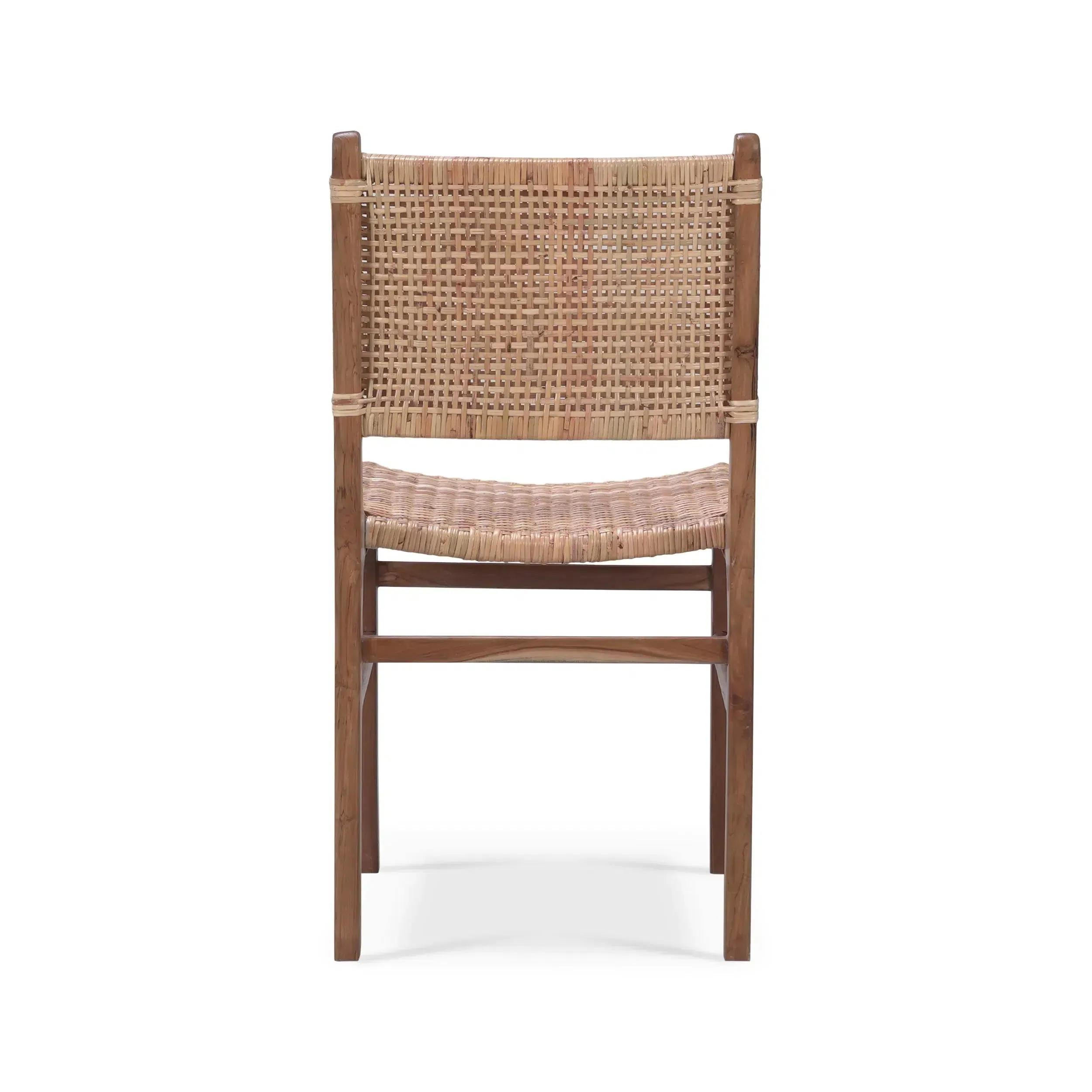 Logan Teak Dining Chair in Teak Natural Finish w/ Rattan Natural Seat & Back